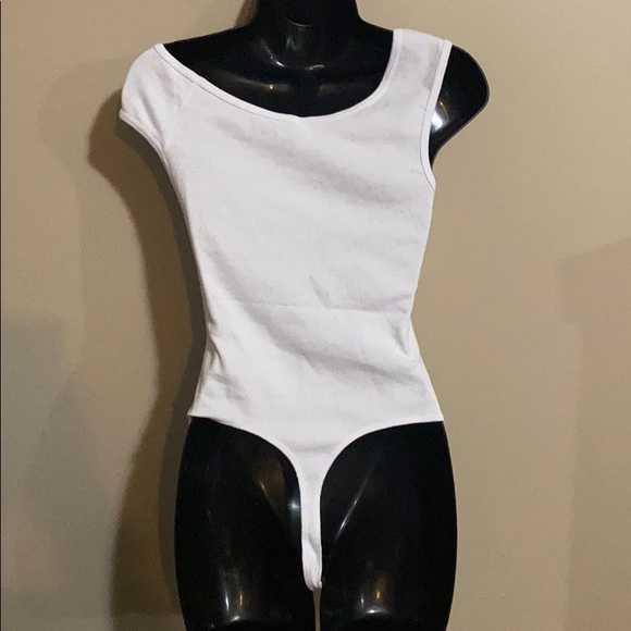 American Apparel White Asymmetrical Bodysuit S - Picture 2 of 6